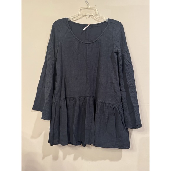 Free People Shirt Top Tunic Women's Black Peasant Bell Sleeve Lined  XS Oversize - Picture 1 of 4